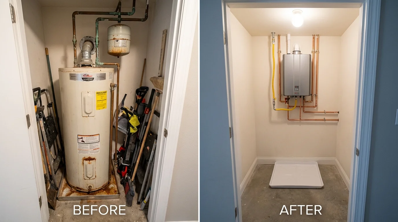 Tank water heater versus wall-mounted tankless unit comparison for Central City, CO homeowners